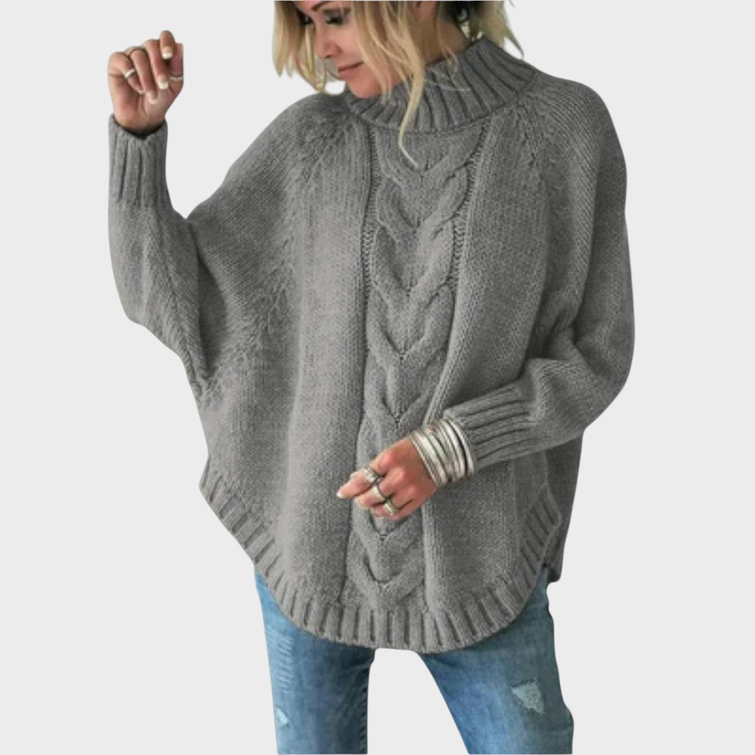 Vanessa™ | Kaablimustriga kampsun kaelusega