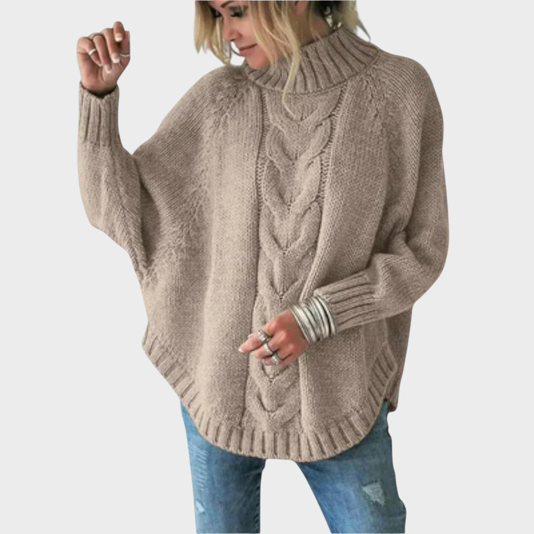 Vanessa™ | Kaablimustriga kampsun kaelusega