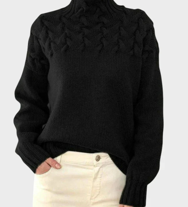 Anja - Naiste villane pullover kõrge kaelusega
