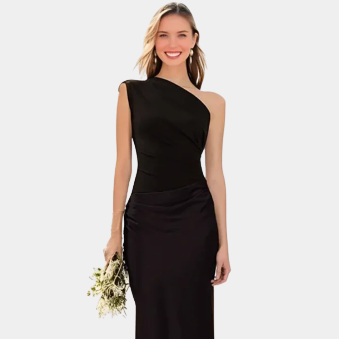 Aleida | Ühe Õla Satin Maxi Kleid