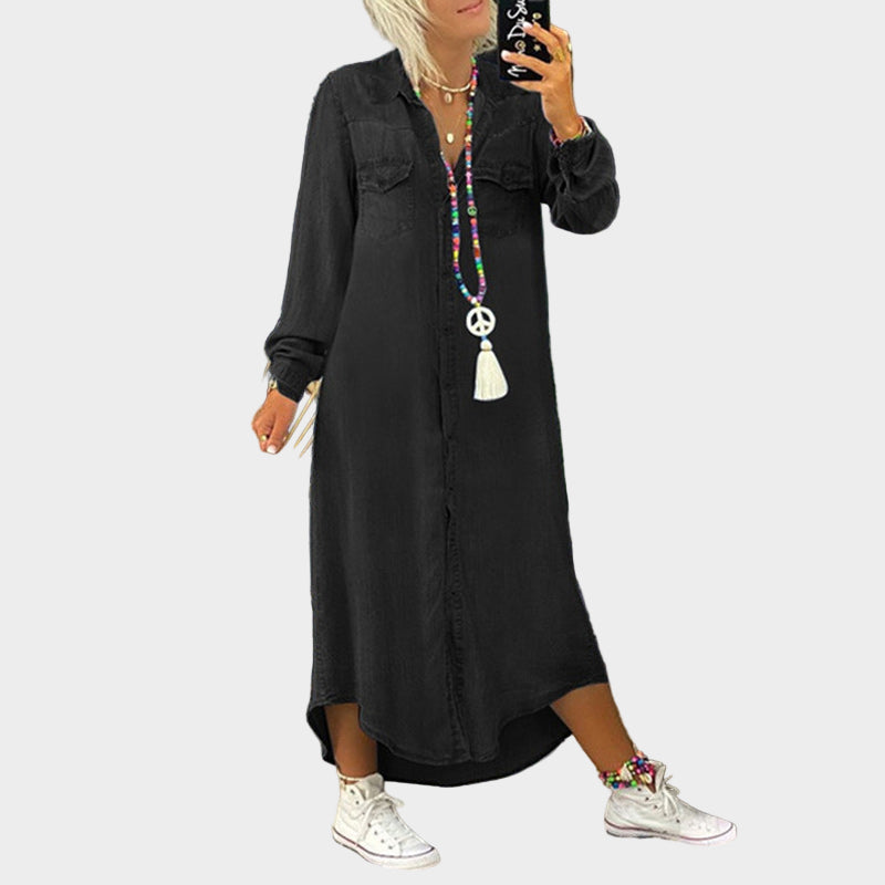 Pikkade varrukatega denim maxi kleit