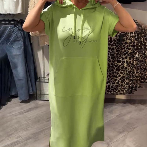 Saskia™ | Kootud kleit kapuutsiga