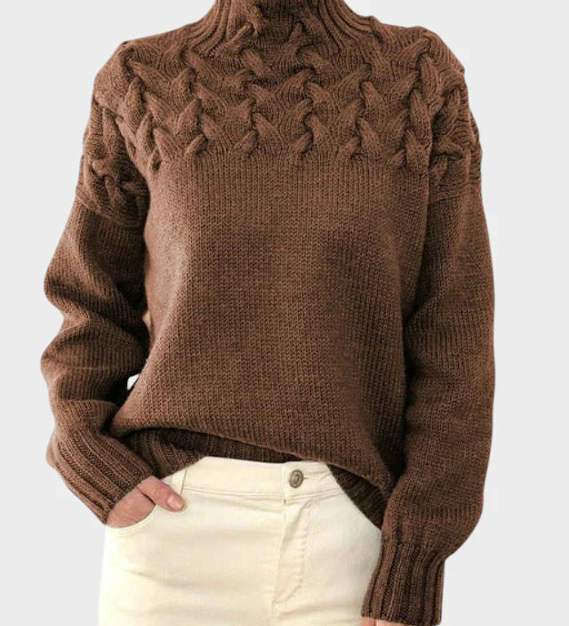 Anja - Naiste villane pullover kõrge kaelusega
