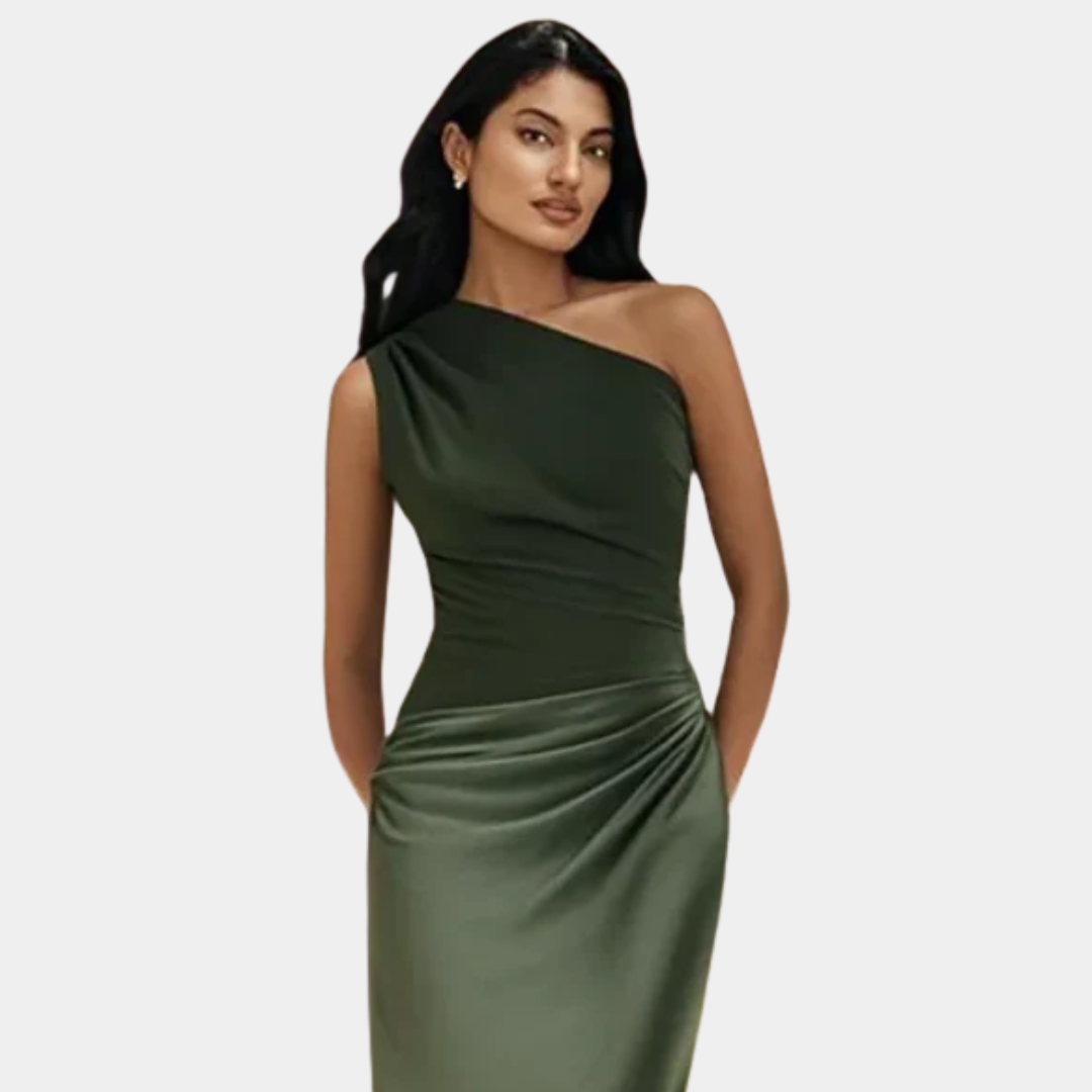 Aleida | Ühe Õla Satin Maxi Kleid