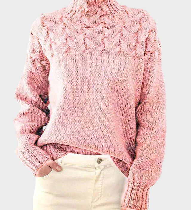 Anja - Naiste villane pullover kõrge kaelusega