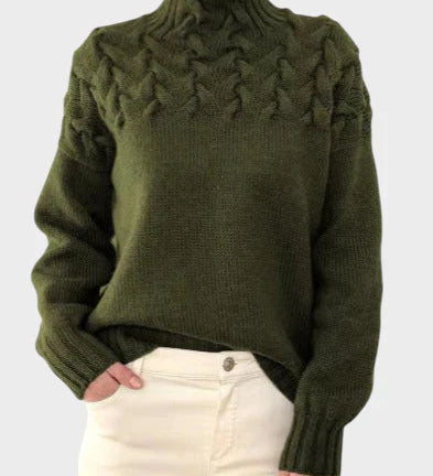 Anja - Naiste villane pullover kõrge kaelusega