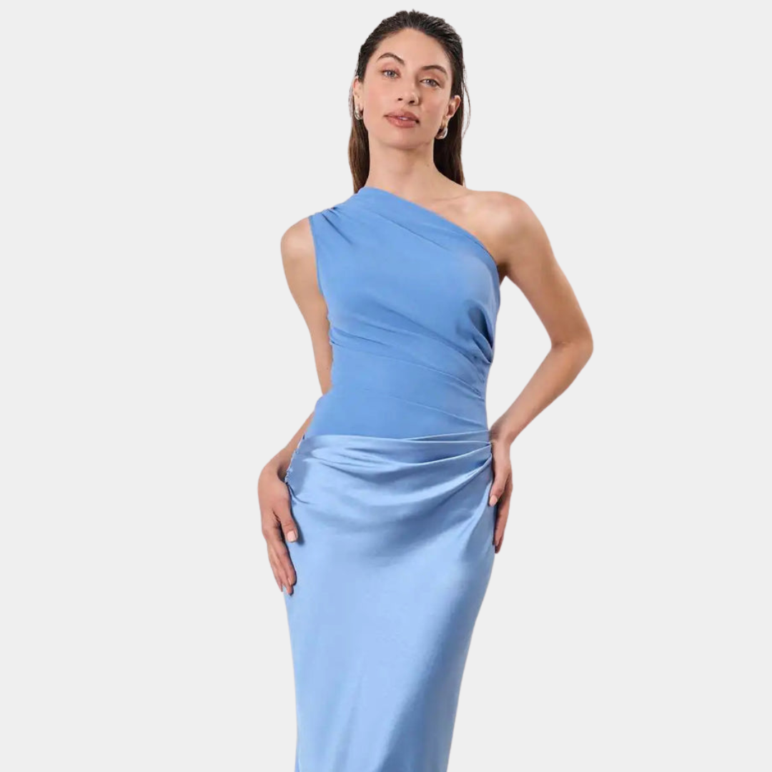 Aleida | Ühe Õla Satin Maxi Kleid
