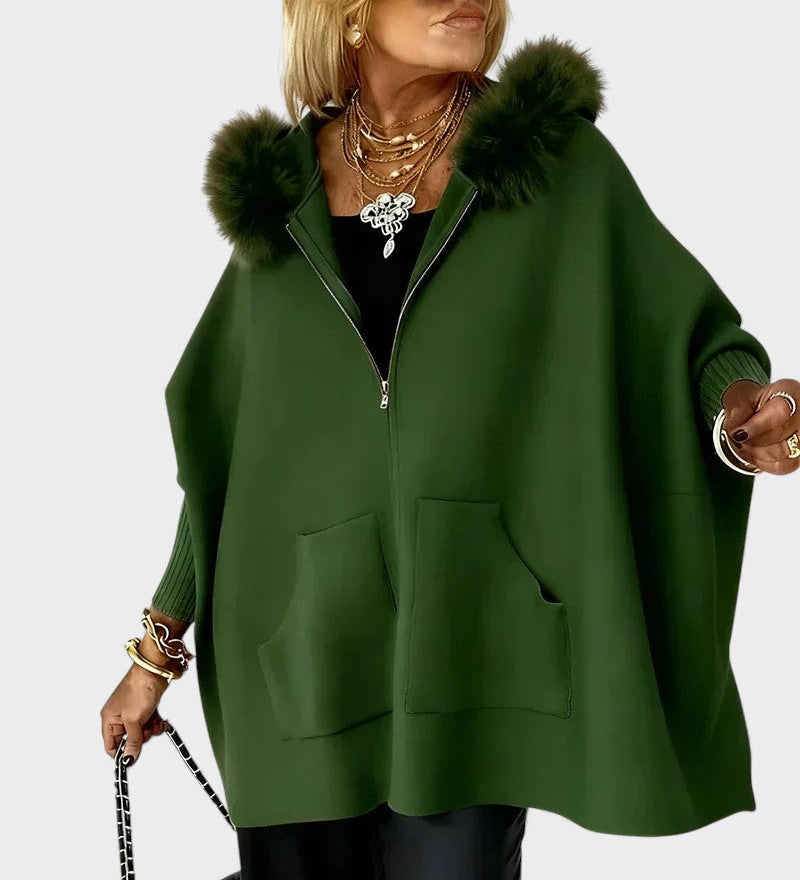 Miranda™ | Igapäevane mantel kapuutsiga ja karvakaelaga