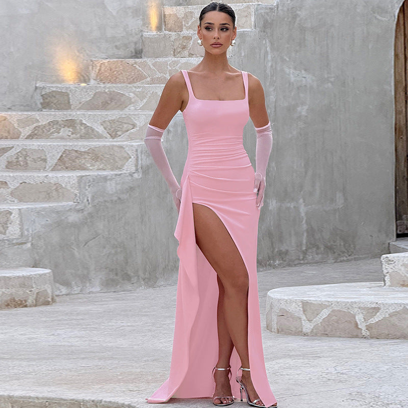 Rakendus | Elegantne ametlik libisev maxi kleit avatud seljaga