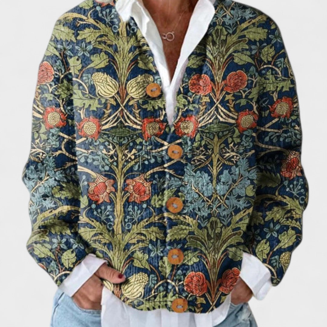 Clara™ | Elegantne cardigan lillemustriga