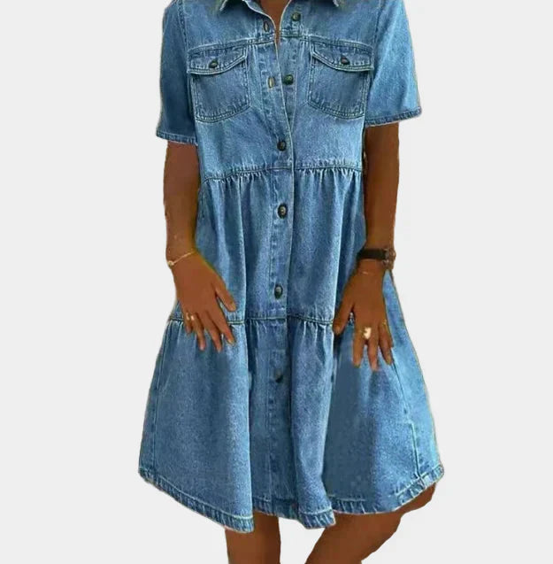 Boheemlasest Denim Kleid