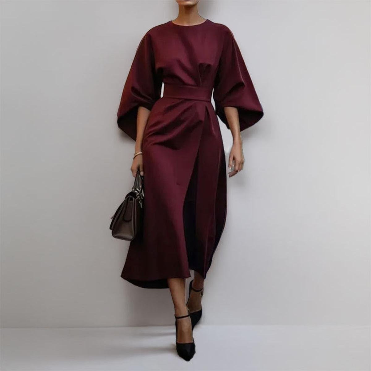 Eldra | Siidise Tunde Batwing Varrukaga Maxi Kleit