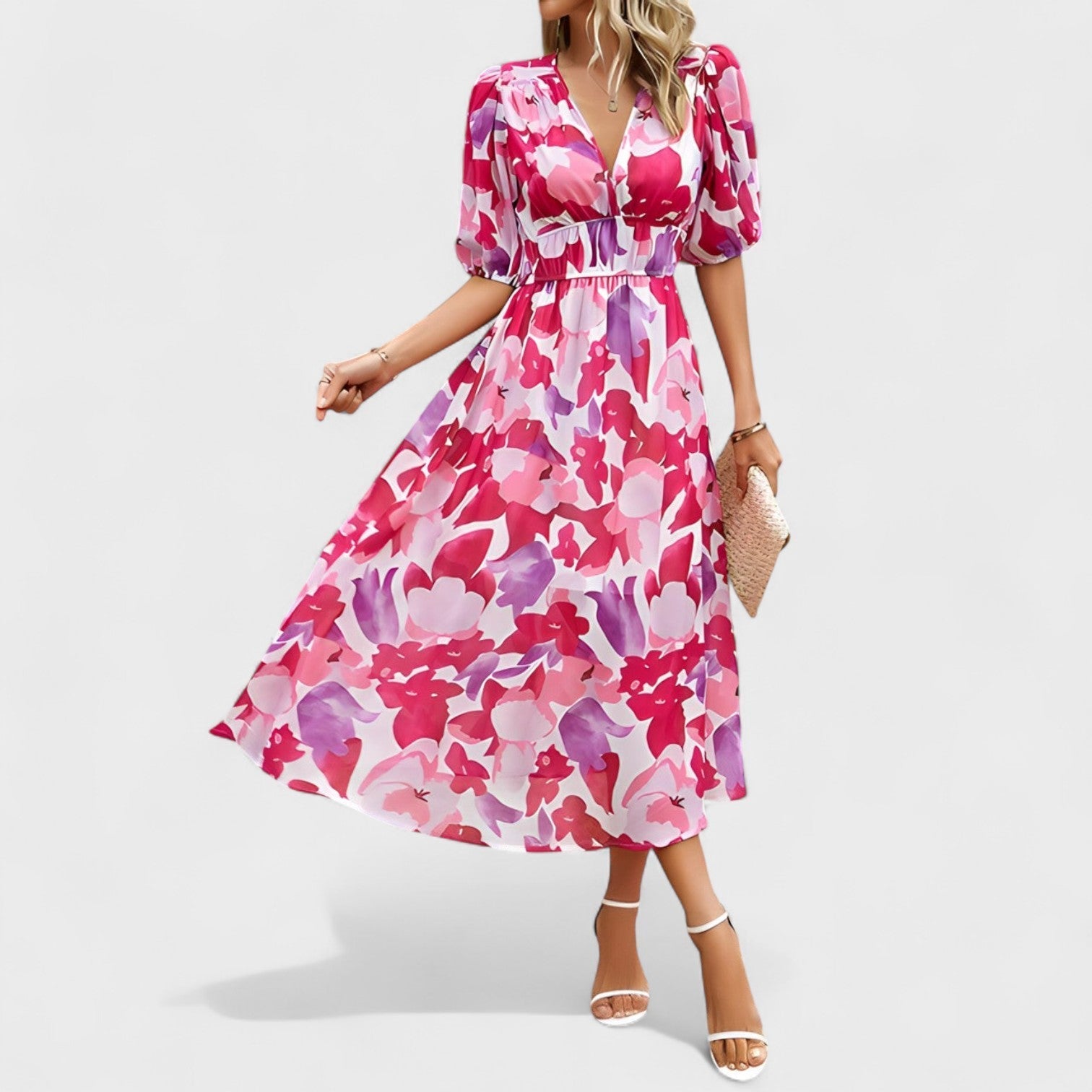 Clara – Elegantne Lilleline Midi Kleid