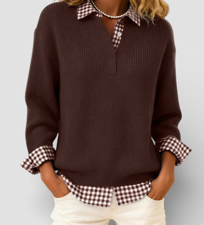 Alicia™ | Ruudulise detailiga kootud jersey
