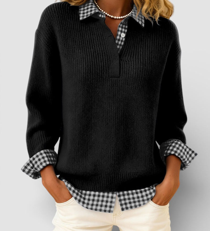 Alicia™ | Ruudulise detailiga kootud jersey