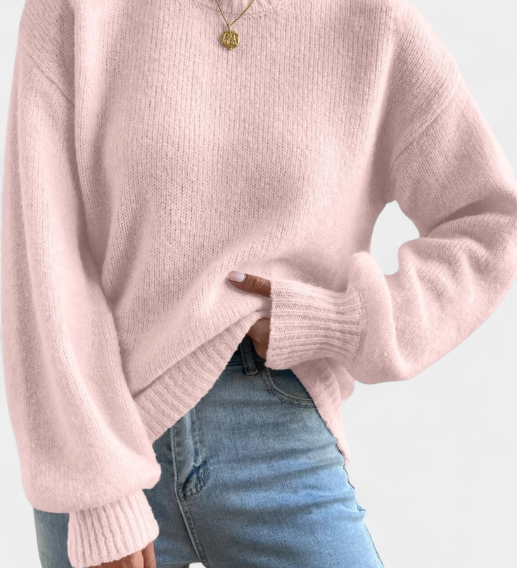 Emilia™ | Ümmarguse kaelusega jerseepluus puhvisvarrukatega
