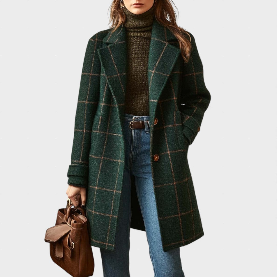 Adriana™ | Retro ruuduline tweed mantel
